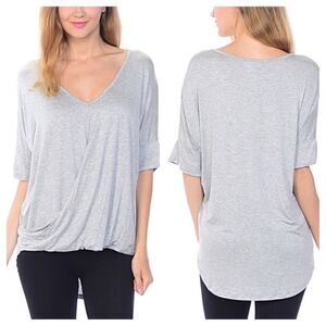 ‼️LAST 1‼️Heather Gray Surplice Top Size S & L-NWT